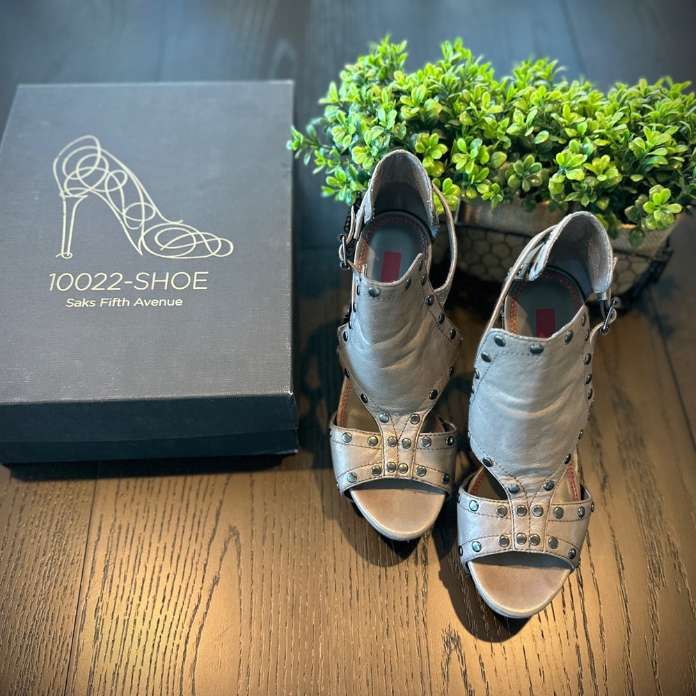 Saks Fifth Avenue Metallic Studded Heels